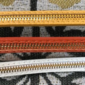 Michael Kors Thin Zipper Leather Belt Orange L XL  White L NWT